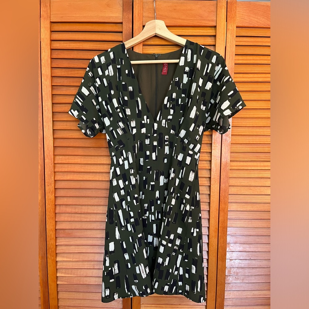 STAUD Walter Deep V-Neck Short Sleeve Mini Dress